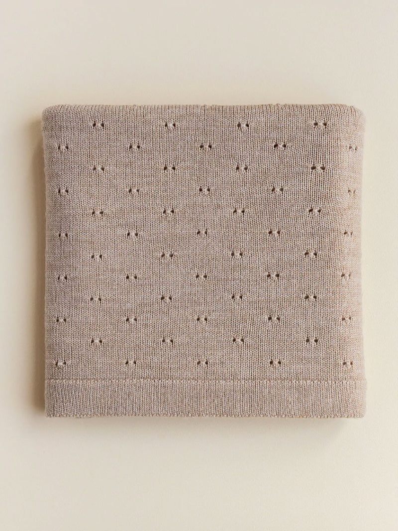 Babytæppe i merino uld fra Hvid Knitware - Sand