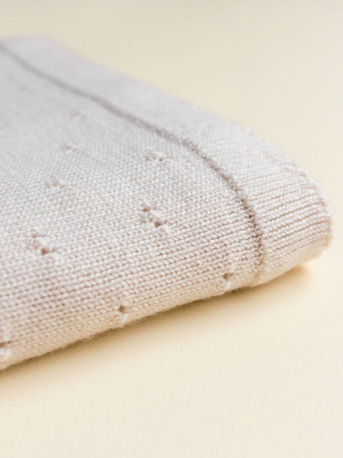 Tæppe i merino uld fra Hvid Knitware - Natur